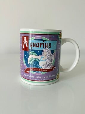 Aquarius Astrological Sign Coffee Mug 
Vintage 1990s Zodiac Horoscope Sign